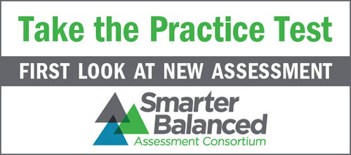 Smarter Balanced Assessment Consortium icon - take the practice test - first look at new assessment